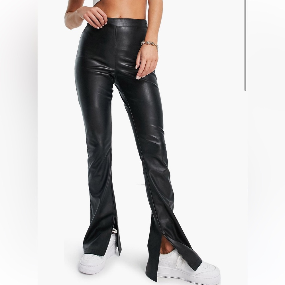 Topshop faux leather flare pants